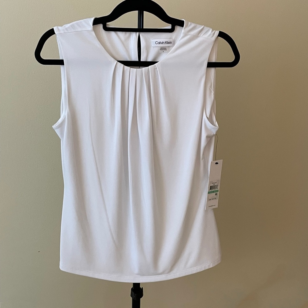 Calvin Klein Women's White Pleated Blouse